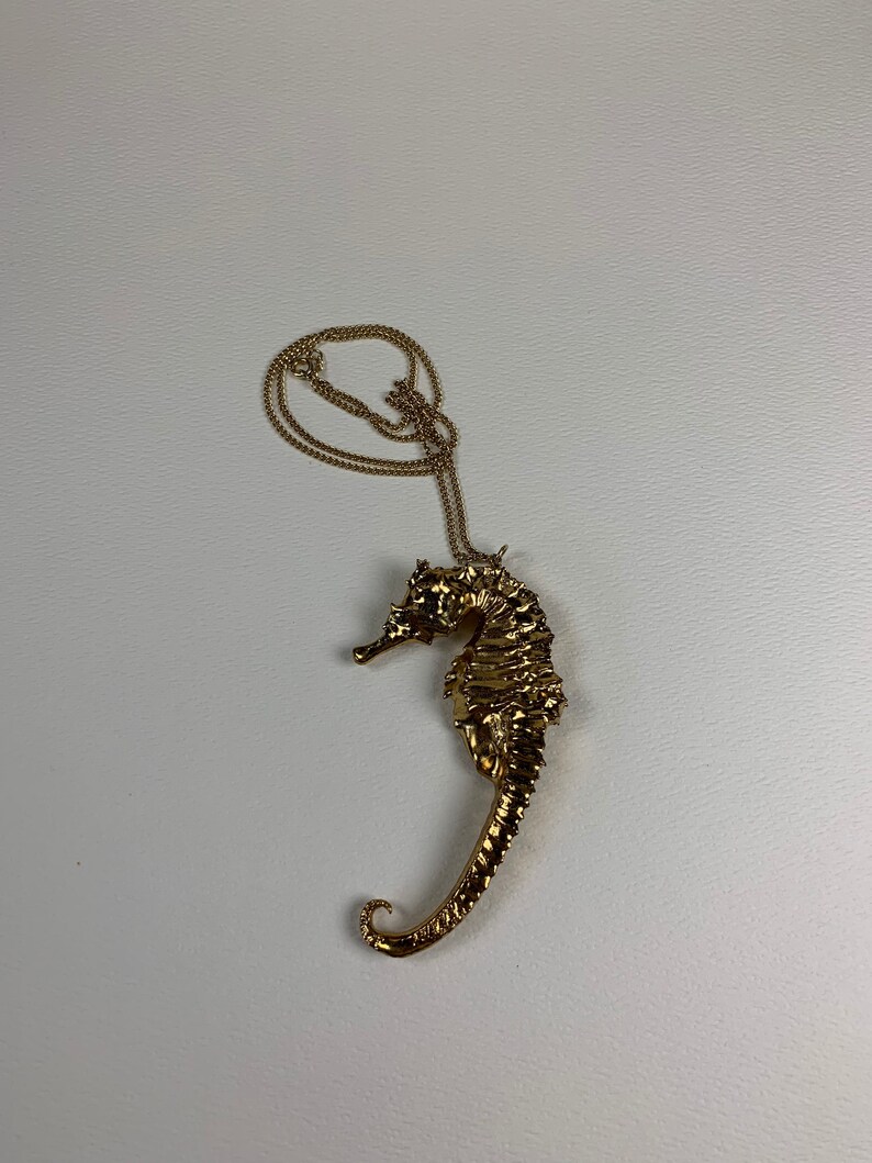 Vintage Gold Dipped Seahorse Pendant on 24 Gold Chain