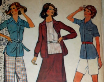 1970s Jacket Skirt and Bell Bottom pants, McCalls 4126 Sewing Pattern, Size 18 bust 40, Plus size pattern, 70s Clothing,  Epsteam