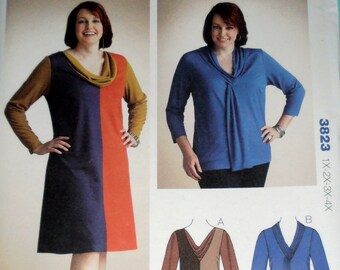 Designer Dress pattern, Kwik Sew 3823 sewing pattern, Plus Size Dress, Size 1X - 2X- 3X- 4X, Fashion Dress pattern, Epsteam