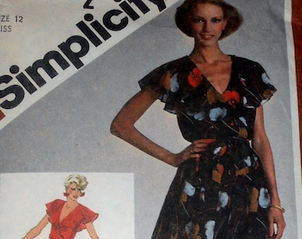 Dress Pattern, Simplicity 9870 pattern, Misses Dress Pattern, Pullover Dress,  size 12, 1980s pattern,  Epsteam,