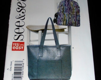 Tote Bag, Purse, Backpack, Butterick See and Sew B6121, Womens Handbags, Backpack purse, Easy pattern, Womens accessories, Epsteam