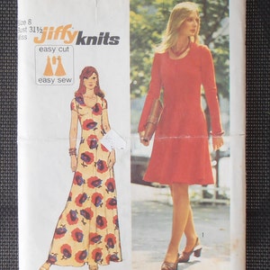 Vintage Dress pattern, Simplicity 6082 Sewing pattern, size 8, Bust 31 1/2, Long Dress, Casual Dress, 70s Dress, Retro pattern,  Epsteam