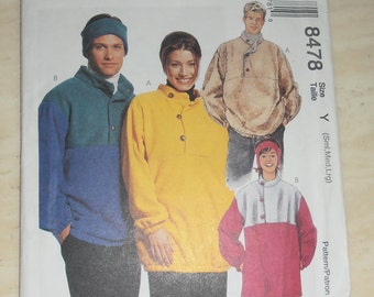 Woman's Coat, Mens Clothing  pattern, McCalls 8478, Size S M L, Unisex Pattern, Polar gear, Oversized sweater and headband, Epsteam