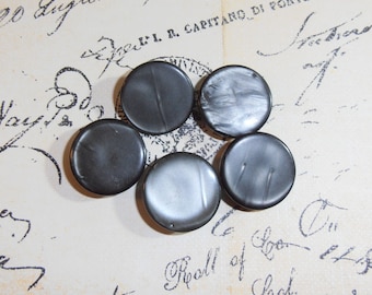 Grey Buttons, Flat Buttons, Shank buttons, Set of 5, Vintage Buttons, Plastic buttons, crafting supply, quilting, knitting, Epsteam