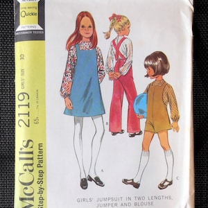 Girls Jumper, Romper, Overalls,  McCalls 2119,Jumpsuit pattern, Rare Pattern, Girls Pattern, size 10, 1969 pattern, Kids , UNCUT, Epsteam