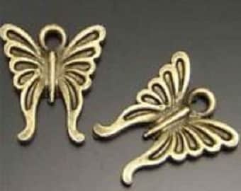 Vintage Style Bronze Butterfly, Jewelry Findings, Charms, Pendents Set of 5