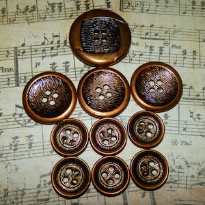 Metal Buttons, Vintage Buttons, Crafting Buttons, Set of 10, Variety, Vintage buttons, Flat buttons, Epsteam