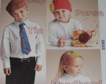 Kids Pattern, Kwik Sew 3833 Sewing pattern, Hat Purse Tie Headband pattern, One Size fits all, Accessories Pattern, Fashion Pattern, Epsteam