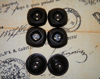 Bruna knappar, knapptillbehör, vintageknappar, designknappar, plastknappar, set om 6, hantverksmaterial, Epsteam