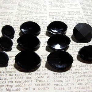 Black Buttons, Vintage Buttons, Shank buttons, Sewing Supplies, Lot of buttons, Mixed Lot, Epsteam