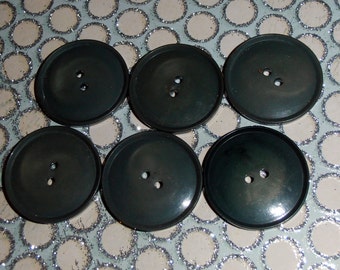 Green Buttons, Old Buttons, Medium buttons, Set of 6, Vintage buttons, Plastic buttons, Epsteam
