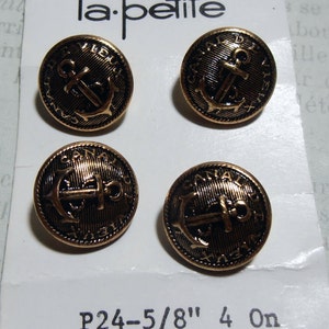 May include: Four gold-colored metal buttons with an anchor design and the text "CANAL DE PANAMA" around the edge. The buttons are 5/8 inches in diameter and are labeled "P24-5/8" and "4 On".