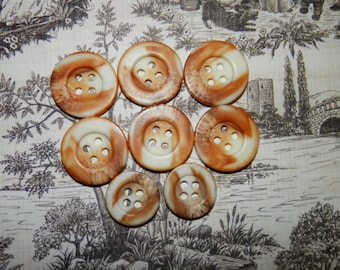 Bruna knappar, Marmorerade knappar, Vintageknappar, Set om 8, Plastknappar, Hantverksmaterial, Quiltning, Stickning, Epsteam