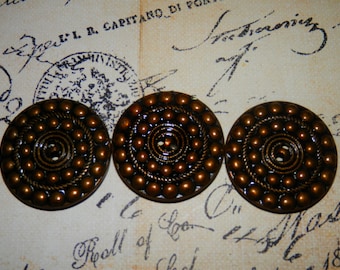 Metallknappar, Vintageknappar, Designade knappar, set om 3