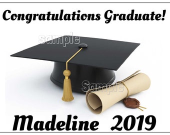 2019 Graduation Cap /& Diploma ~ 2D Edible Fondant Cake Cupcake Topper ~ D24340