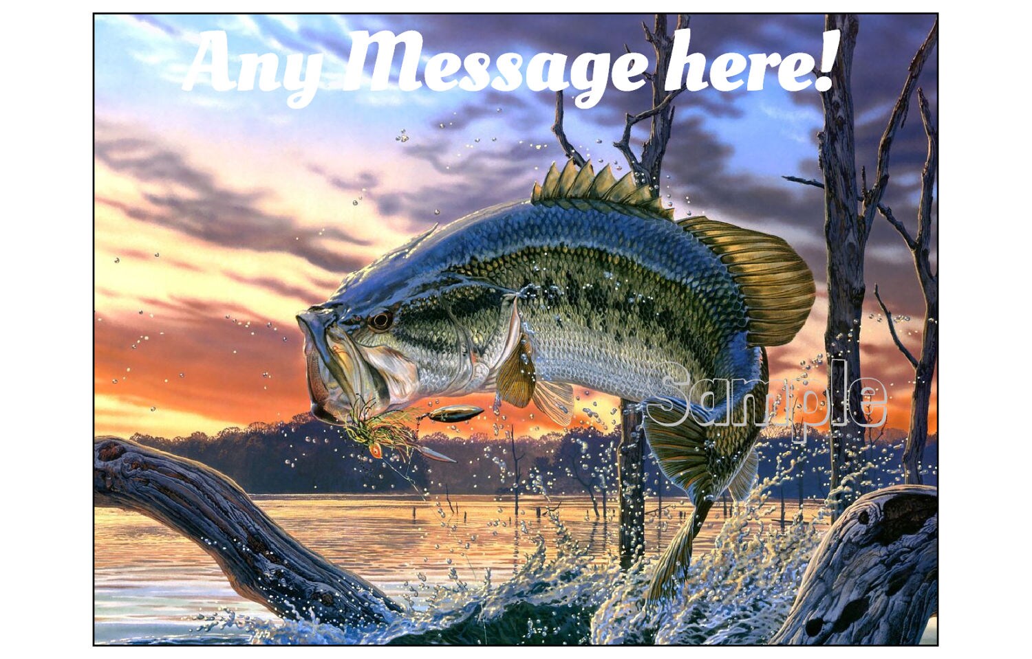 BASS Fish edible cake topper decoration Custom sheet party Etsy