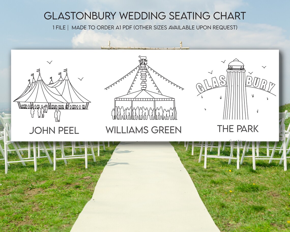 Glastonbury Festival Wedding Seating Chart digital A1 Pdf Etsy