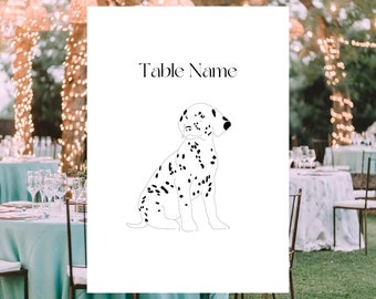 Set of 11 Dog Wedding Table Signs to match Seating Chart, (Digital A5 pdf) 11 tables with 11 different breeds, Personalisation available