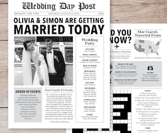 Newspaper Wedding Program, Infographic Wedding Program, Fun Wedding Program, Printable Wedding Program, Unique Wedding Program
