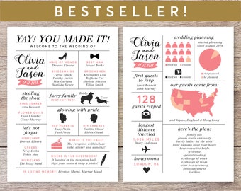 Infographic Wedding Program, Fun Wedding Program, Printable Wedding Program, Unique Program, Modern Program, Digital Download