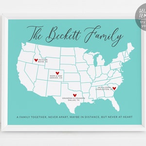 Editable Long Distance Family Gift Template, Personalized Moving Gift for Family Mom Dad Grandma, Custom States, Parents Going Away Gift