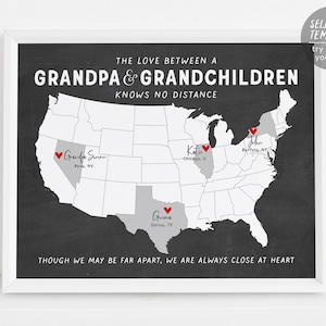 Modèle de cadeau grand-père modifiable interurbain, cadeau de fête des pères pour grand-père, cadeau des petits-enfants aux grands-parents