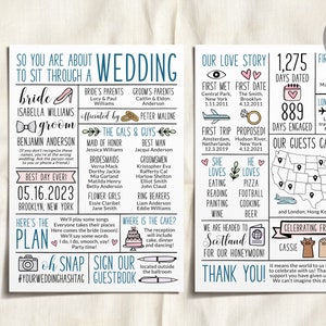 Infographic Wedding Program Editable Template, Reception Program Handdrawn Icons, Wedding Program Printable, Unique Fun Ceremony Program