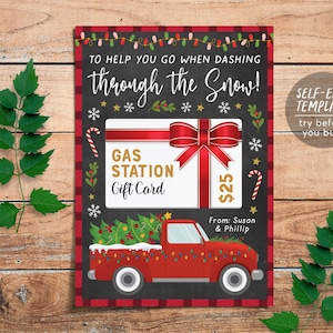 Christmas Gas Gift Card Holder Printable Editable Template, Xmas Gift for Teacher Bus Driver Mail Carrier Nurse, Thank You Gift Ideas