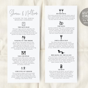 Modello modificabile di programma di matrimonio minimalista ebraico, Spiegazione ebraica, Icone giudaiche, Programma di matrimonio lungo, Guida al programma religioso
