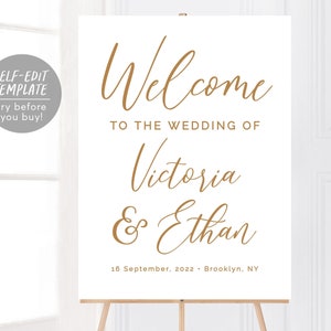 Elegant Wedding Welcome Sign Template, Welcome to Our Wedding Sign, Editable Welcome Reception Sign, Ceremony Sign, Wedding Decorations