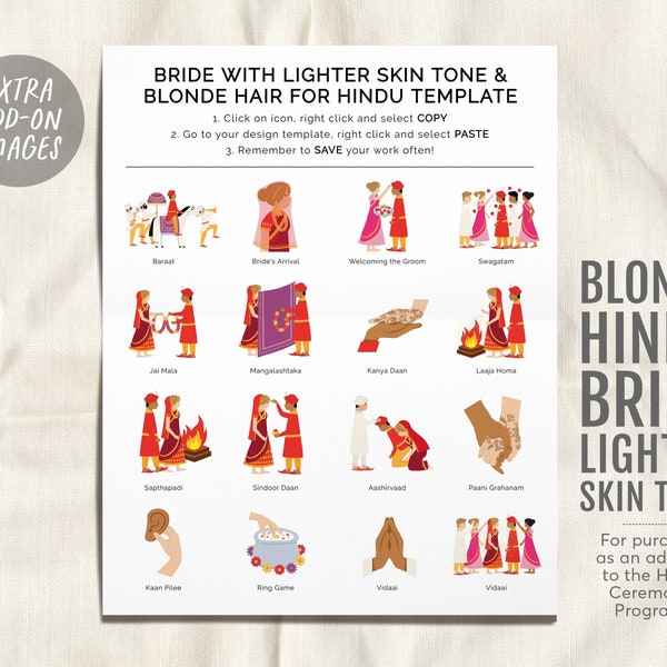 Blonde Hindu Bride With Lighter Skin Tone, Add-On Listing For The Hindu Ceremony Program