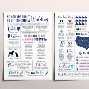 Infographic Wedding Program Template, Editable Reception Program, Funny Wedding Program Printable, Unique Fun Ceremony Program, Modern