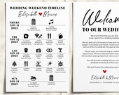 Editable Wedding Weekend Timeline Template, DIY Destination Wedding Schedule Printable, Order of Events, Minimalist Party Agenda Handout