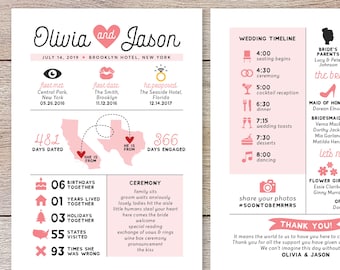 Infographic Wedding Program, Fun Wedding Program, Printable Wedding Program, Unique Program, Modern Program, Digital Download