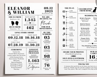 Editable Infographic Wedding Program Template, Minimalist Black and White Wedding Itinerary, Wedding Day Timeline, Ceremony Order of Events