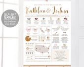 Unique Modern Wedding Program Sign, Editable Wedding Infographic Sign Template, Wedding Timeline Welcome Sign, Wedding Program Alternative