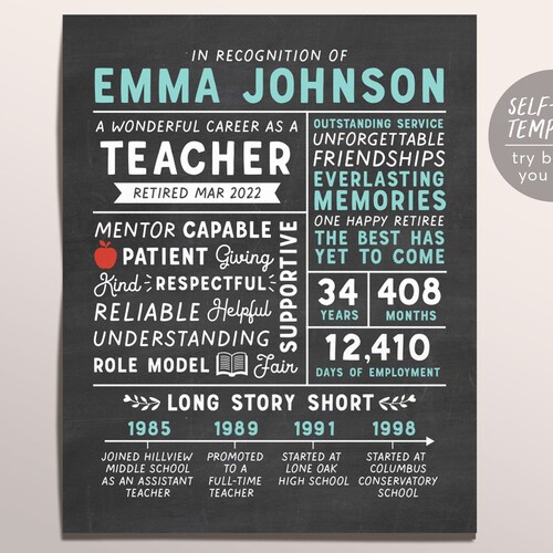 Editable Personalized Retirement Gift for Principal - Etsy