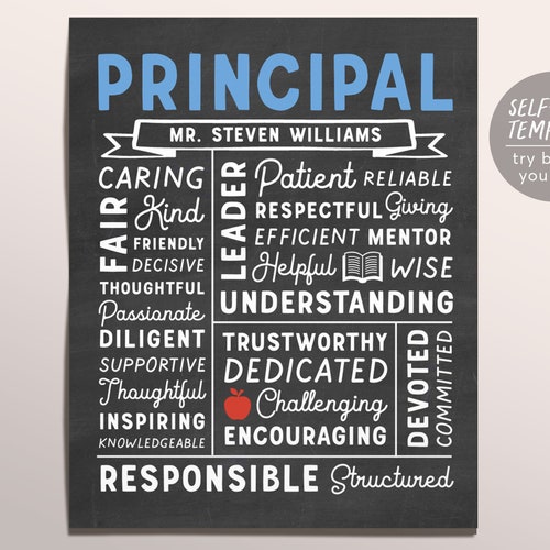 Principal Print Principal Appreciation Gift Personalized - Etsy
