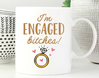 sh*t just got real mug set Couples engagement gift,I'm engaged b*tches