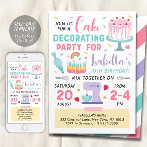 Cake Decorating Birthday Party Invitation Editable Template, Baking Party Evite, Kids Cooking, Birthday Girl Chef Cupcake Nailed It Invite
