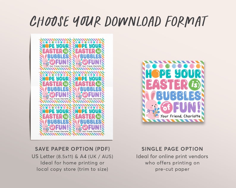 Hope Your Easter is Bubbles of Fun Favor Tags Editable Template, Spring ...