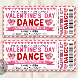 Valentinstag Tanzkarten Bearbeitbare Vorlage, druckbare Karte für Valentine Schultanz, Schatz Tanz, Vater Tochter Tanz Eintrag
