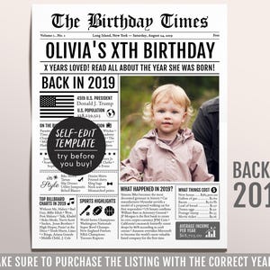 2019年の誕生日新聞編集可能テンプレート、5 6 7年前、5歳6歳7歳の誕生日サインデコレーション男の子または女の子の子供用デコレーション