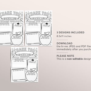 Principal Appreciation Day Thank You Printable, Vice Assistant Principal Coloring Page Survey Elementary Kindergarten, End of School Year image 2