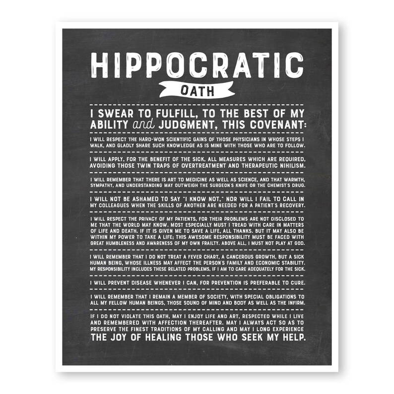 Hippocratic Oath Doctor Gift DR Present Medical Gifts | Etsy