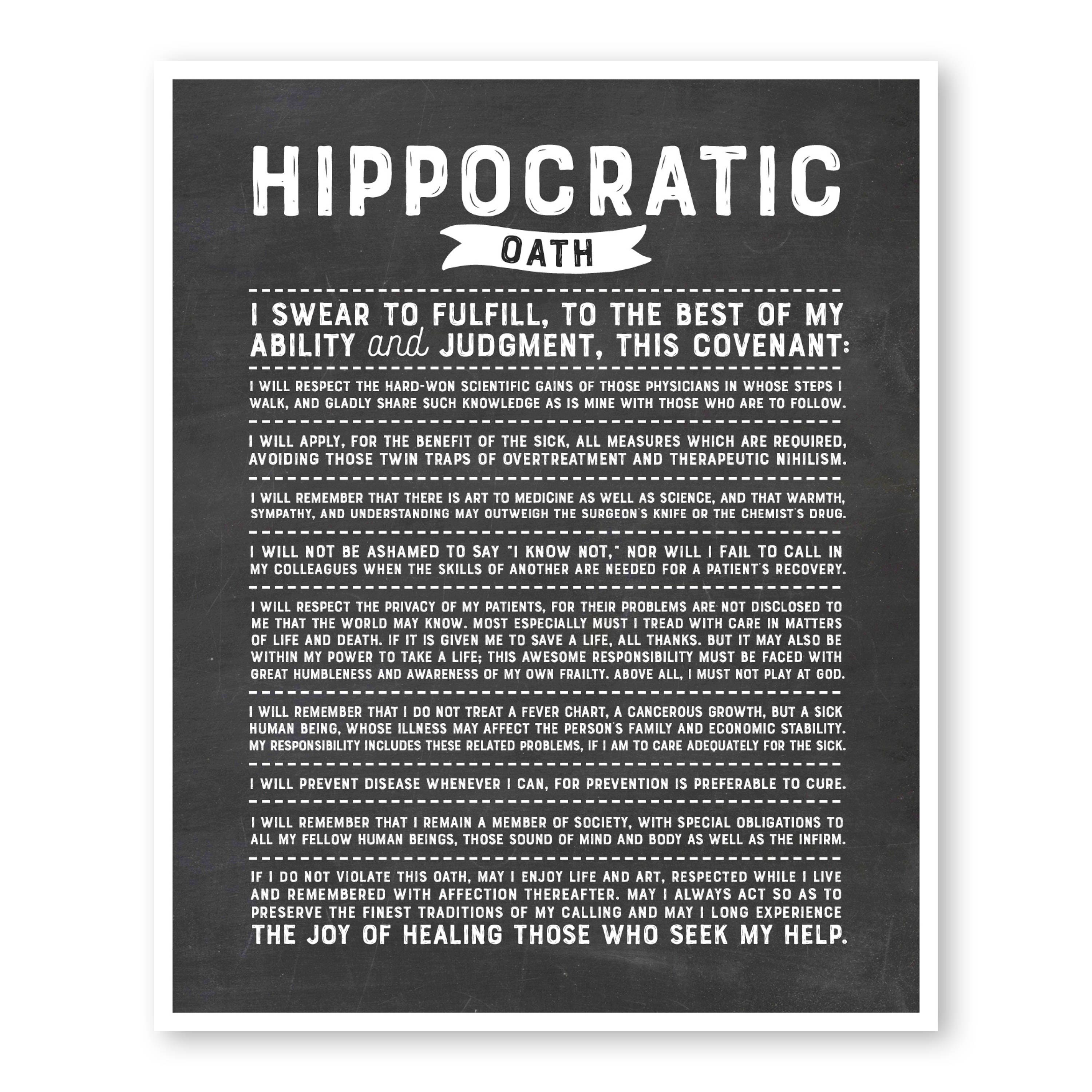 Hippocratic Oath Doctor Gift DR Present Medical Gifts | Etsy