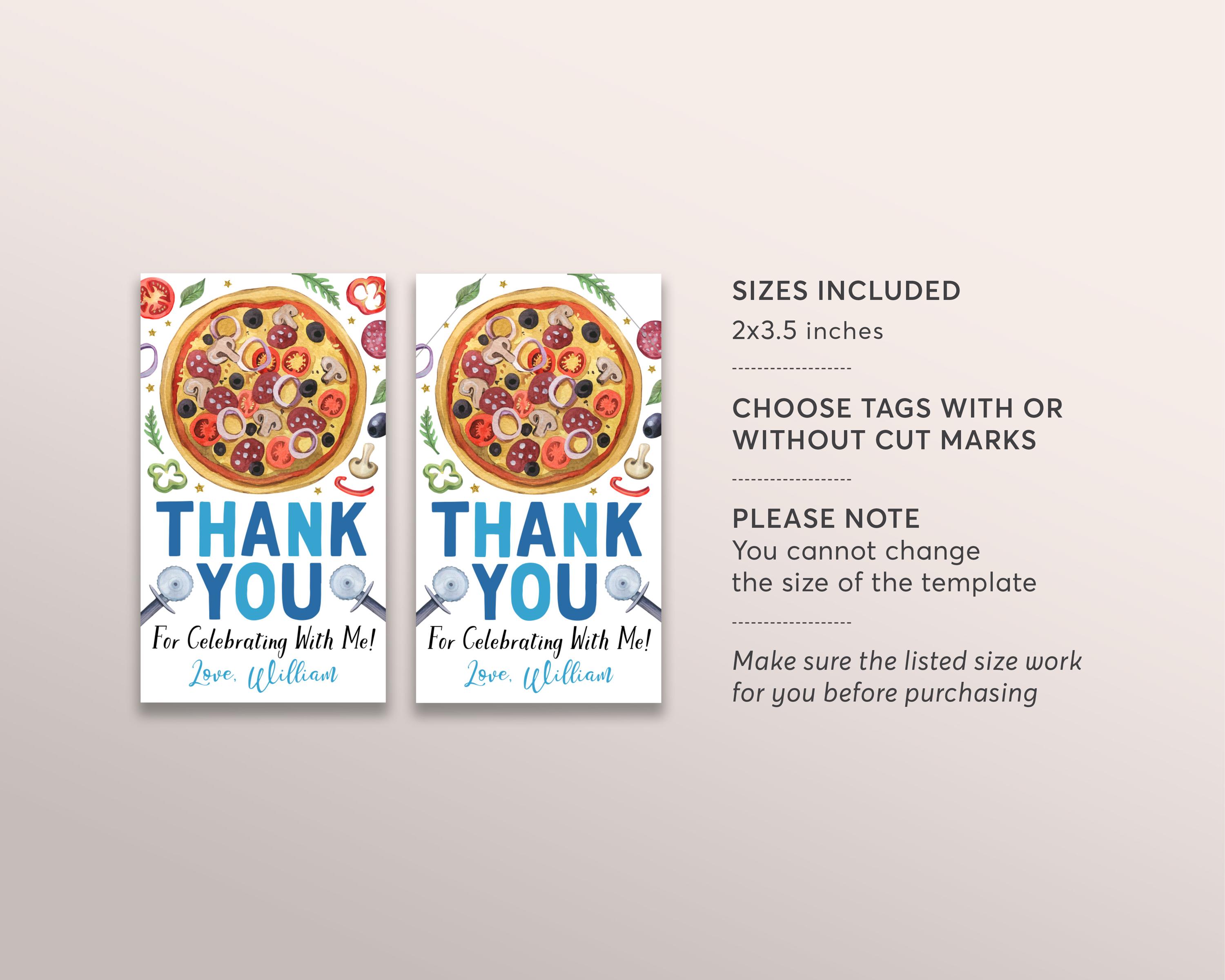 Pizza Birthday Party Favor Tags Editable Template, Boy Kids Pizza Party ...