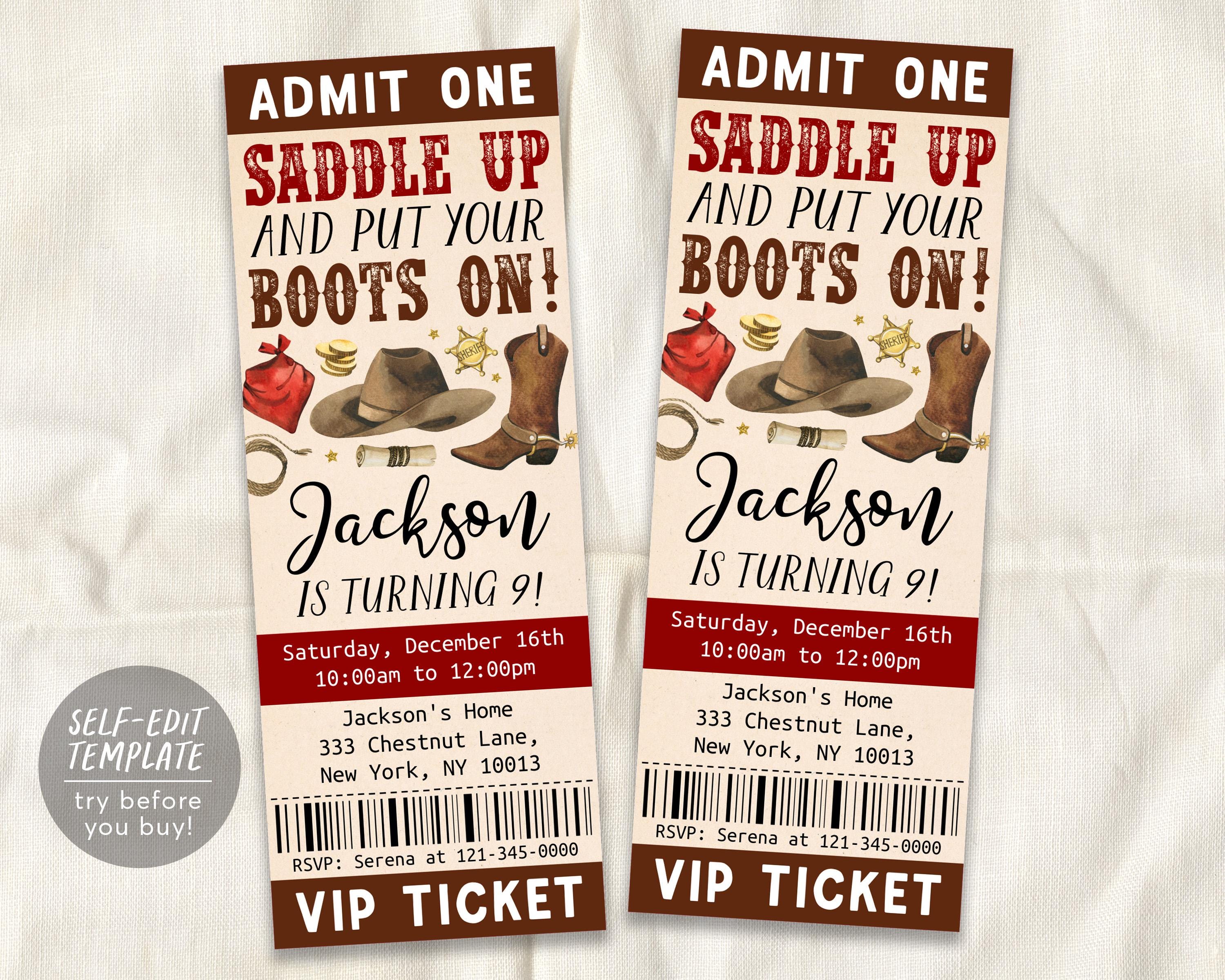 Western Ticket Template