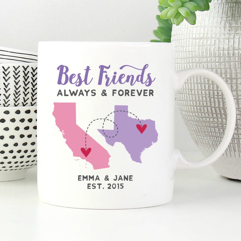 Best Friend Mug States Coffee Mug States Mug Long Distance Etsy