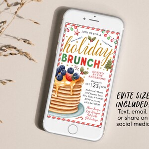 Invitation modifiable pour un brunch de Noël, invitation à une fête de crêpes et petit-déjeuner de Noël pour la famille, les enseignants et le personnel (à imprimer). image 4